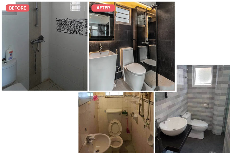 عکس قبل و بعد بازسازی سرویس بهداشتی و دستشویی ایرانی و فرنگی